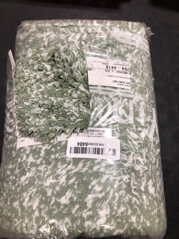 Photo 1 of Yimobra Luxury Bathroom Rugs, Fluffy Bath Mats, Non Slip, Water Absorbent Microfiber, Machine Washable, Plush Runner Shower Rugs, Thick Matts for Bathroom Floor&Tub, 47"x 24", Light Green and White