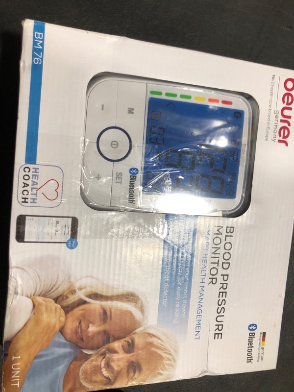 Photo 1 of Beurer BM67 Upper Arm Blood Pressure Monitor, Large Cuff, Automatic & Digital, XL LCD Display, Bluetooth with App, Home Use BP Machine Kit | Patented Technology, White