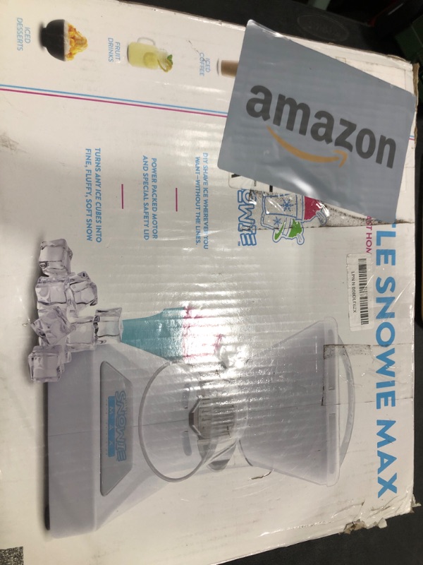 Photo 1 of SNOWIE - Little Snowie Max Snow Cone Machine - Premium Shaved Ice Maker, With Powder Sticks Syrup Mix, 6-Stick Kit, White