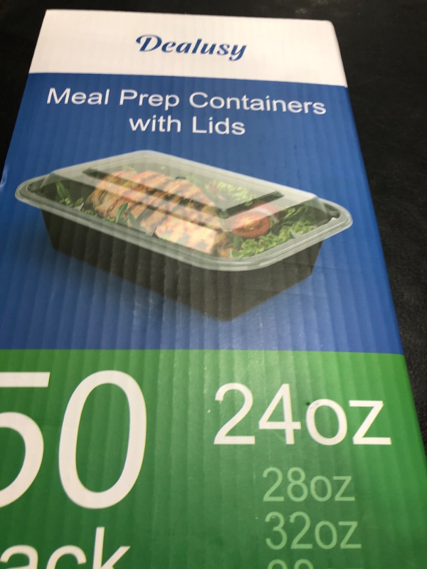 Photo 1 of Dealusy 50 Pack (100-Piece) 24 oz Meal Prep Containers Reusable with Lids, Sturdy Leakproof & Food Safe, Microwave, Freezer, Dishwasher Safe Prep Containers, To Go Take Out Plastic Food Storage