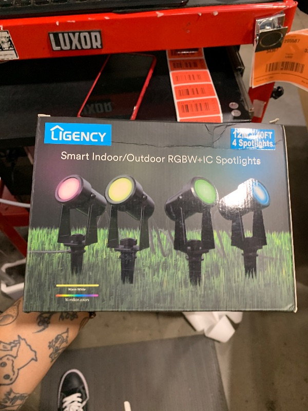 Photo 1 of Ligency Smart Low Voltage Landscape Lighting, 4 Pack Wired Waterproof Outdoor Spot Lights, RGBW Led Accent Spotlights Outside Uplighting for Yard Garden House Halloween