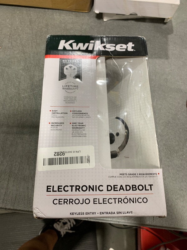 Photo 1 of Kwikset 92640-001 Contemporary Electronic Keypad Single Cylinder Deadbolt with 1-Touch Motorized Locking, Satin Nickel, 8 x 4 x 6