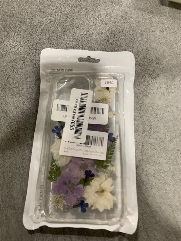 Photo 1 of DrewCloth Pressed Phone Flowers case for iPhone 13 Pro,Transparent with Design Silicone Pressed Dried Real Flowers Case Aesthetic Floral Phone Case for Women/Teen Girl,Blue Flowers Coqutte Phone Case