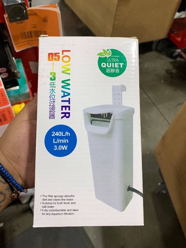 Photo 1 of Aquarium Waterfall Filter Reptiles Turtle Filter for small tank 1-15 gallon, Low Level Water Clean Pump Internal Bio Media Water Filtration System for Fish Amphibian Cichlids Frog (Waterfall Filter)