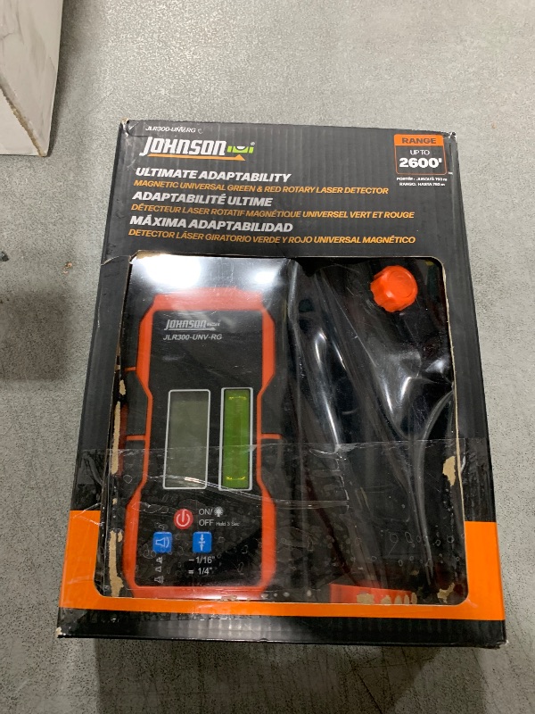 Photo 1 of Johnson Level & Tool JLR300-UNV-RG Universal Green & Red Rotary Laser Detector, Dual Sided Detector, LED Backlit Display