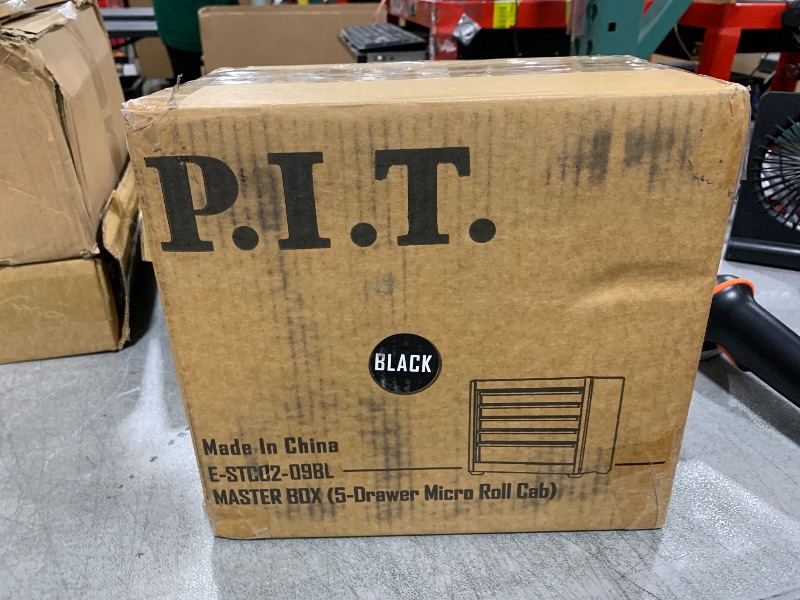 Photo 1 of P.I.T. Mini Black Tool Box, Portable 5-Drawer Micro Roll Cab Steel Stackable Tool Box with Liner, Black Small Tool Case for Tools Storage and Organizers, Home DIY