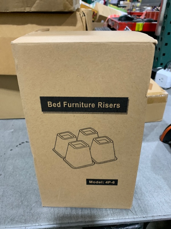 Photo 1 of Lufia Bed Furniture Risers Heavy Duty, Stackable Bed Lifts Risers for Sofa, Table, Couch, Chair or Desk, Set of 4 Bed Lifts (Black, 6 inch)