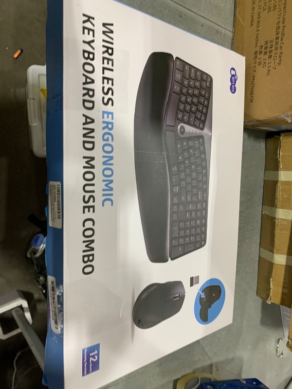 Photo 1 of Ergonomic Wireless Keyboard and Mouse, MK835 Ergo Bluetooth/2.4G Split Design Keyboard Mouse Combo with Cushioned Palm Rest, Multi-Device, Wave Keys, Rechargeable, for Windows/Mac/Android