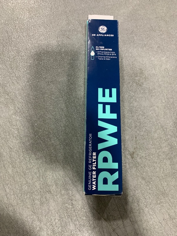 Photo 1 of GE RPWFE Refrigerator Water Filter, Genuine Replacement Filter, Certified to Reduce Lead, Sulfur, and 50+ Other Impurities, Replace Every 6 Months for Best Results, Pack of 1