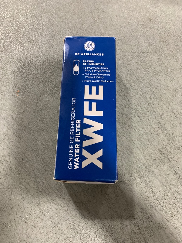 Photo 1 of GE XWFE Refrigerator Water Filter, Genuine Replacement Filter, Certified to Reduce Lead, Sulfur, and 50+ Other Impurities, Replace Every 6 Months for Best Results, Pack of 1