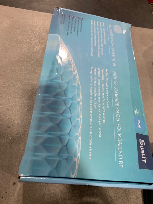 Photo 1 of Sunlit Bath Jello Gel Bath Pillows, Lumbar Pillow for Bathtub, Back Support Pillow, Gel Pillow with Non-Slip Suction Cups for Lumbar, Back Rest Support, Fits Curved or Straight Back Tubs, Aqua