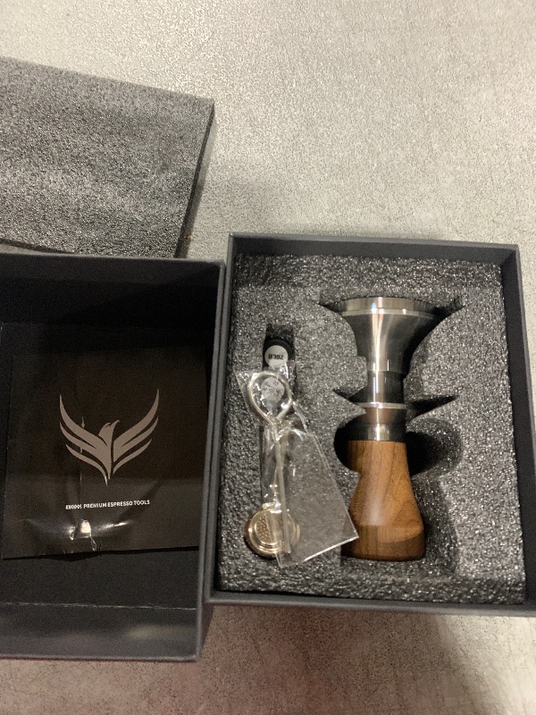Photo 1 of KNODOS Calibrated Espresso Tamper 58mm Walnut, Auto-Leveling and 30lb Spring Loaded Design Stainless Steel Ripple Base Coffee Tamper with 20lb / 25lb / 30lbs Replacement Springs (58.3mm)