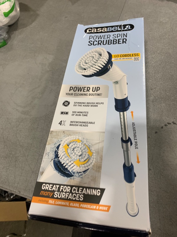Photo 1 of Casabella Power Spin Scrubber, Extendable to 47.5” – Cordless Electric Cleaner for Shower, Kitchen, Bathroom, Tile, Tub, Car, Deck - Rechargeable Spin Brush with Adjustable Brush Head & 4 Attachments