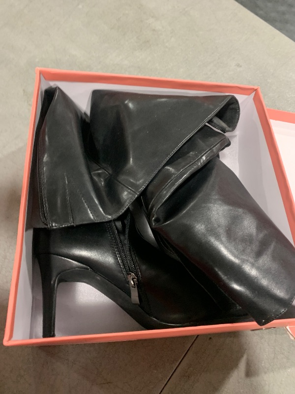 Photo 1 of Easyfox Knee High Black Boots for Women Stiletto High Heeled Long Boots Fashion Pointed Toe Tall Boots Side Zipper Knee High Boots Size 7