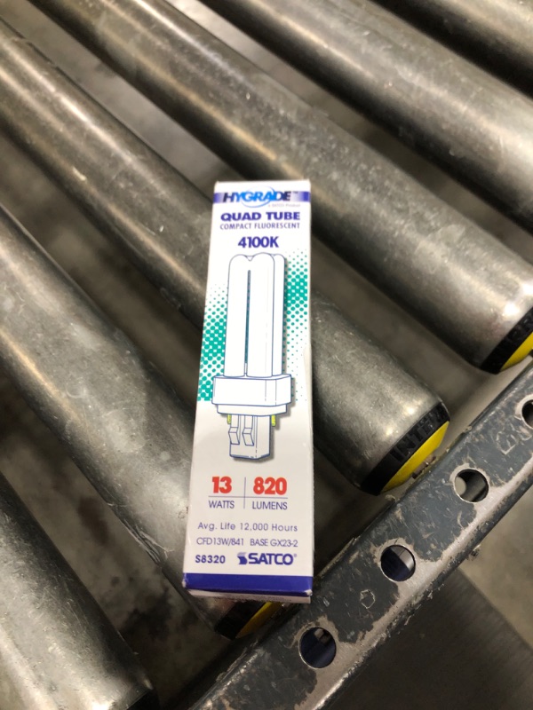 Photo 1 of Satco S8320 4100K 13-Watt GX23-2 Base T4 Quad 2-Pin Tube for Magnetic Ballasts, Cool White