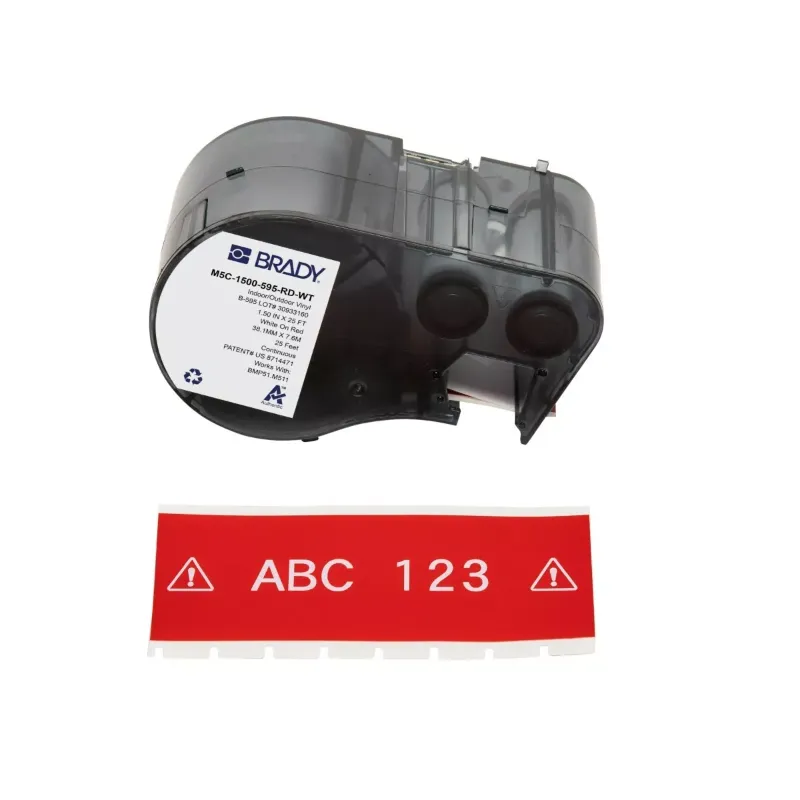 Photo 1 of Brady 170943 All Weather Permanent Adhesive Vinyl Labels M5C-1500-595-RD-WT