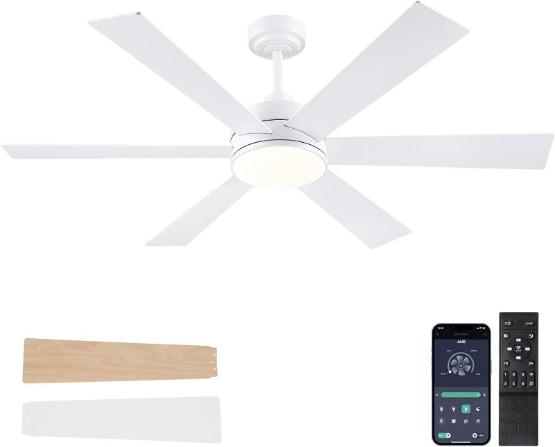 Photo 1 of BayDay Farmhouse Rustic Ceiling Fans with Lights and Remote, Bedroom Living Room Kitchen Fans Ceiling with Light Chandier (White, 52 inch)
