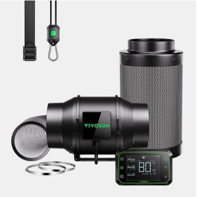 Photo 1 of Smart Air Filtration Kit Pro 6?, AeroZesh G6 Inline Fan with E42A Temp. Humidity WiFi Controller, Carbon Filter & Ducting Combo
