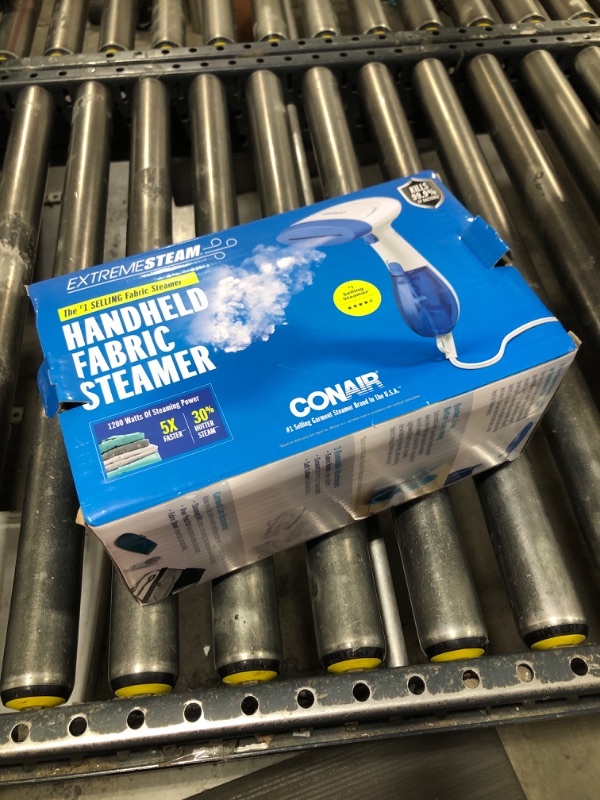Photo 1 of Conair Handheld Garment Steamer for Clothes, ExtremeSteam 1200W, Portable Handheld Design,White/Blue