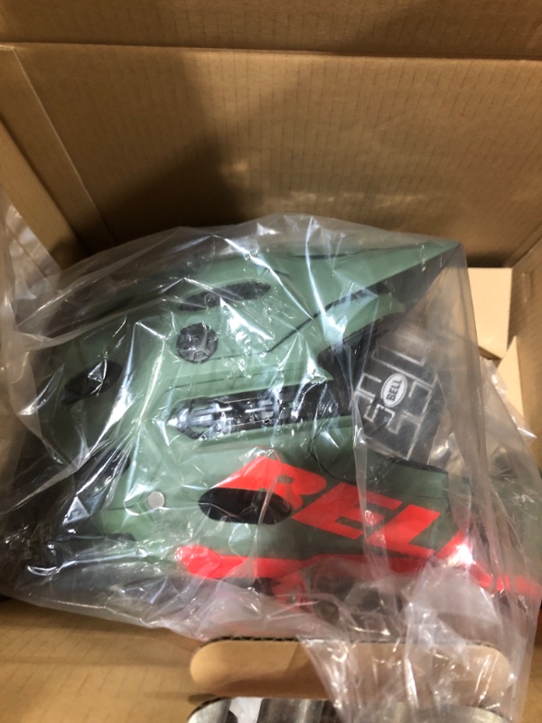 Photo 1 of BELL Super 3R MIPS Adult Mountain Bike Helmet - Matte Dark Green/Infrared, Medium (55–59 cm)