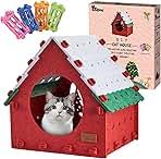 Photo 1 of PETZONE Cat House for Indoor Cats, Cat Bed Cave for Multiple & Large Cats up to 22 Lbs, Scratch Resistant Peekaboo Cat Caves, Foldable Cat Tunnel Encl
