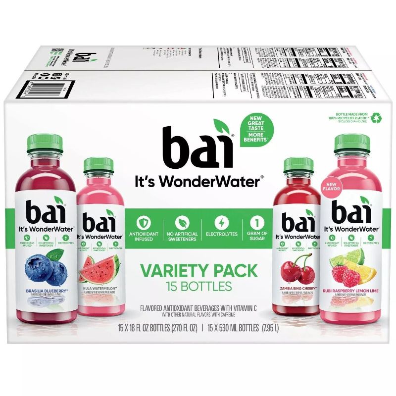 Photo 1 of Bai Wonderwater Variety Pack 18 Fluid Ounce (Pack of 15)
BB:6/17/25