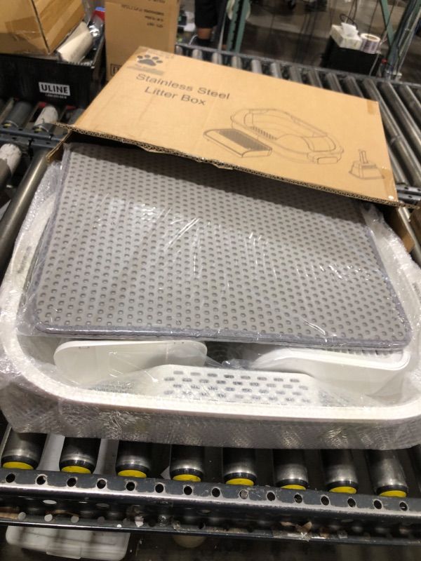 Photo 1 of Enclosed Stainless Steel Cat Litter Box with High Sides for Large Cats, Large Litter Box with Lid, Anti Leak, Anti Odor, Non Stick, Easy Clean