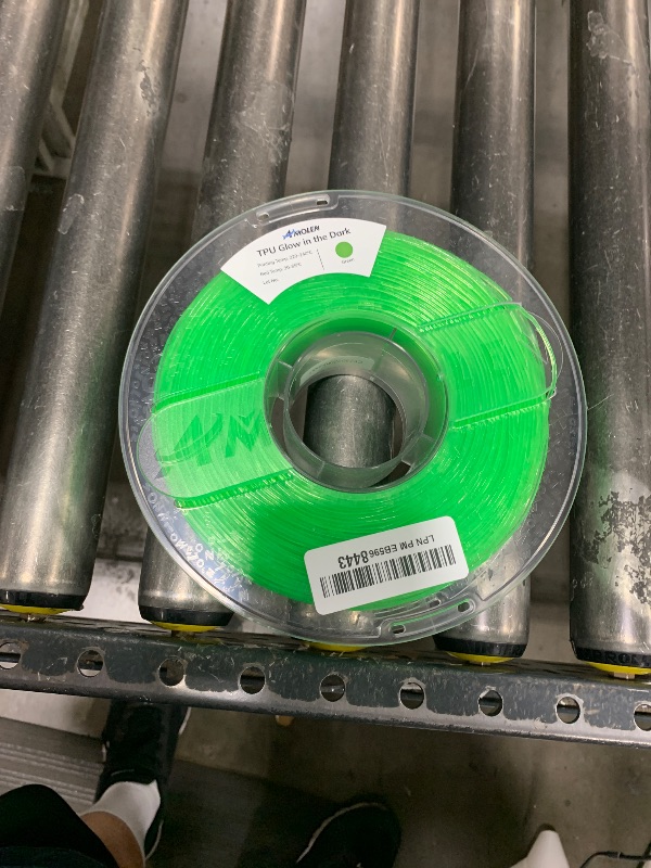 Photo 1 of AMOLEN 95A TPU 3D Printer Filament, 1.75mm Glow in The Dark Green, Soft TPU Flexible 3D Printing Filament, High Hardness & Resilience, Best with UV Lamps, 1kg Spool(2.2lbs), Fit Most 3D Printers
