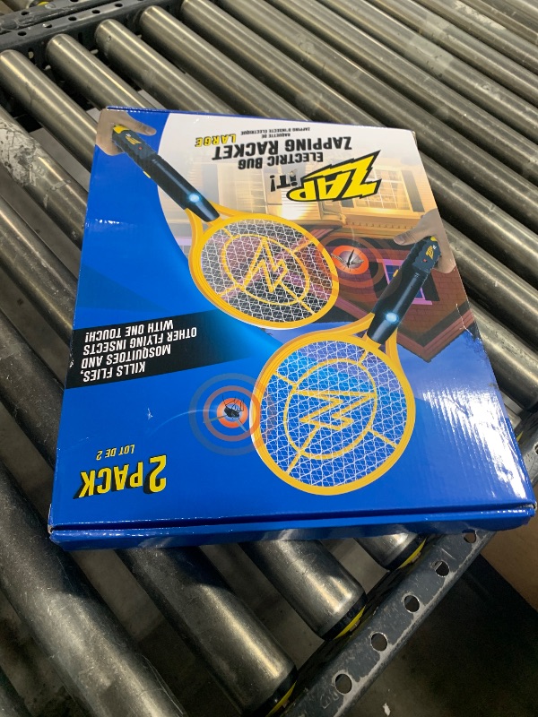Photo 1 of ZAP iT! 4,000 Volt Electric Handheld Bug Zapper Racket - USB Rechargeable Indoor Safe Mosquito Zapper and Fly Swatter for Indoor and Outdoor Use - 2 Pack (Large, Yellow)