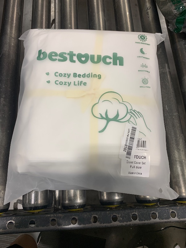 Photo 1 of BESTOUCH Duvet Cover Set 100% Washed Cotton Linen Feel Super Soft Comfortable Chic Lightweight 3 PCs Home Bedding Set Solid Bright White Full/Double