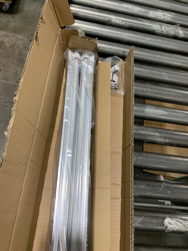 Photo 1 of VShape 8FT LED Shop Light Fixture, 100W, 13000LM, 6000K Super Bright White, Upgrade Linkable LED Garage Lights Fixture, T8 Tube Light, No RF & FM Interference, 4-Pack