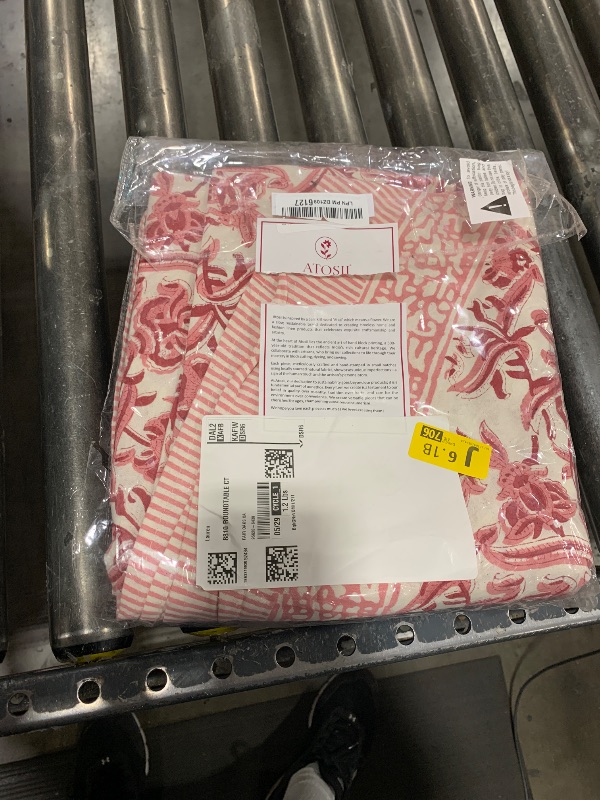 Photo 1 of ATOSII Red Bloom 100% Cotton Round Boho Fall Tablecloth, Handblock Floral Table Cloth Linen for Kitchen Dining I Parties Wedding Outdoors Thanksgiving Easter Picnic I Fall Home Decor 90" Inches Round