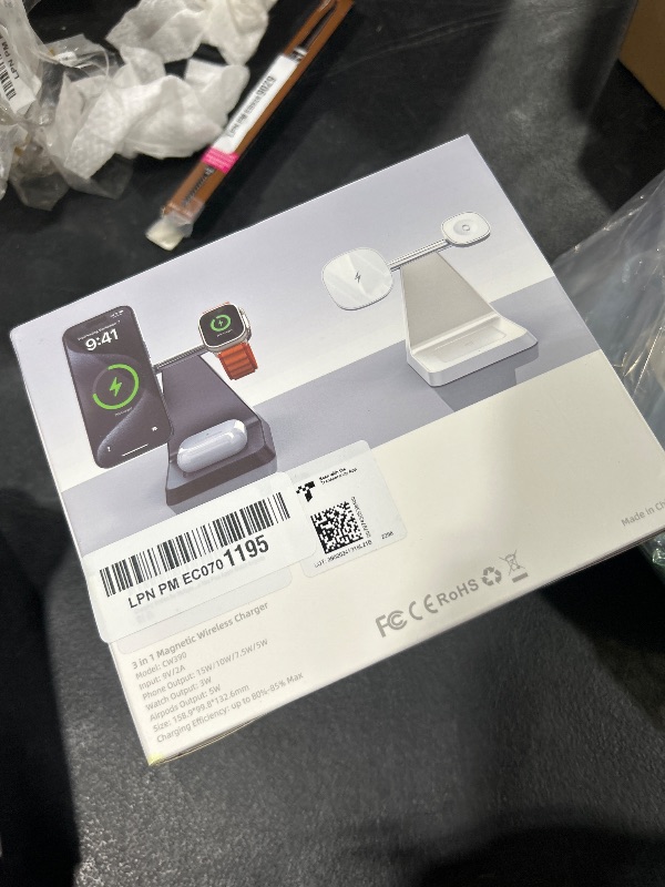 Photo 1 of Charging Station for Multiple Devices Apple: Woruda 3 in 1 Magnetic Wireless Charger Stand for Mag Safe iPhone - Nightstand Charging Dock for iPhone 16 15 14 13 12 Pro Max Plus Apple Watch Airpods