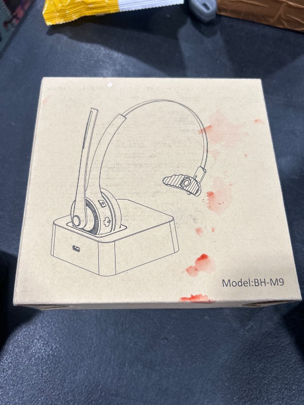 Photo 1 of Trucker Bluetooth Angteela Headset with Microphone, Wireless Cell Phone Headset with Noise Canceling Mic Charging Base Mute Function for Home Office Call Center Skype