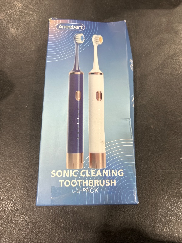 Photo 1 of Aneebart Sonic 2 Pack Electric Toothbrush for Adults and Kids, Travel Toothbrush Includes 12 Dupont Brush Heads, 6 Modes with 2 MIN Smart Timer (Black White)