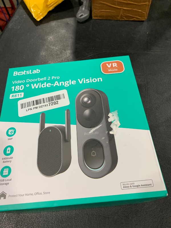 Photo 1 of BOTSLAB 5MP Wireless Video Doorbell Camera, No Monthly Fee, 5GHz WiFi, 180° Head-to-Toe View, AI Motion Detection, VR Mode, Battery or Wired Powered, Easy Installation, Weatherproof