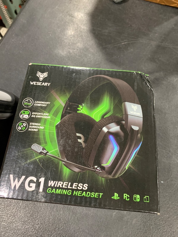 Photo 1 of WESEARY Wireless Gaming Headsets for PC, PS5, PS4, Switch, Mac, 2.4GHz Wireless Gaming Headphone with ENC Noise Canceling Microphone, Bluetooth 5.4, Cool Lighting, 50H Battery, 50mm Drivers