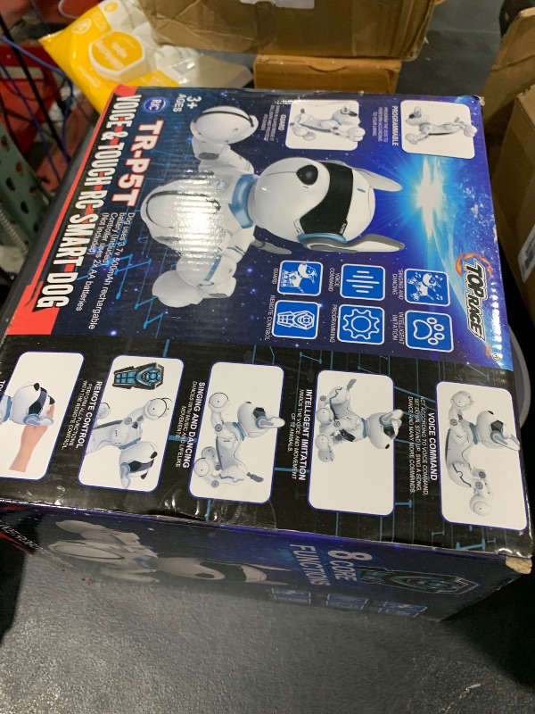 Photo 1 of Top Race Rechargeable Robot Dog- Interactive Smart Robo Dog for Kids Ages 5-7 - Programmable with Remote Control, Voice and Touch Features - Realistic Actions and Perform Tricks - 4x5x6 Inches (White)