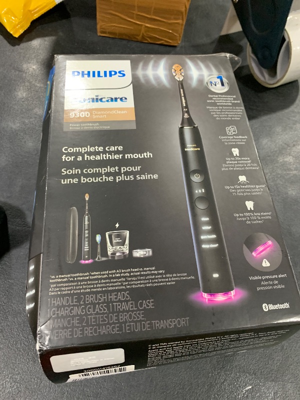 Photo 1 of Philips Sonicare DiamondClean Smart 9300 Electric Toothbrush, Sonic Toothbrush with App, Pressure Sensor, Brush Head Detection, 4 Brushing Modes and 3 Intensity Levels, Black, Model HX9903/15