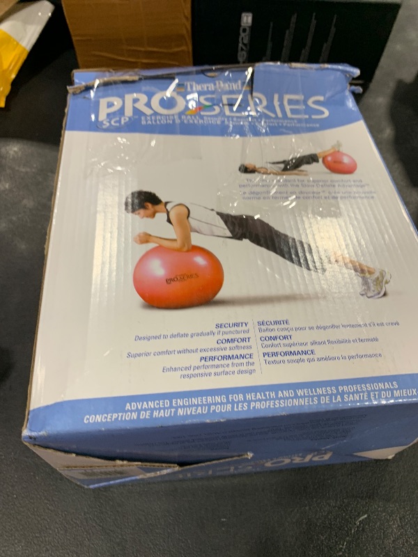 Photo 1 of THERABAND Exercise Ball, Professional Series Stability Ball with 75 cm Diameter for Athletes 6'2" to 6'8" Tall, Slow Deflate Fitness Ball for Improved Posture, Balance, Yoga, Pilates, Core, Blue