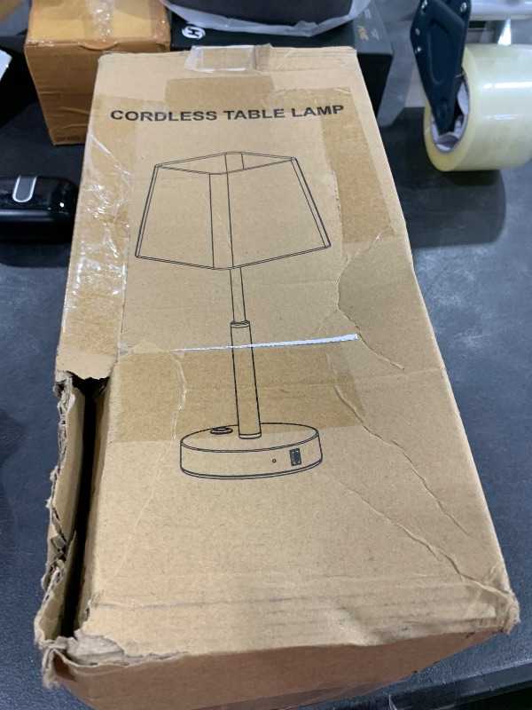 Photo 1 of QiMH Battery Operated LED Table Lamp, 6000mAh Waterproof Cordless Desk Lamp with 3 Level Brightness Touch Control, Mini Rechargeable Night Light for Living Room, Bedroom, Outdoor bar, Black