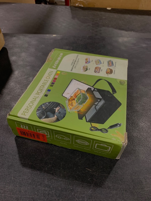Photo 1 of [90W Faster] Portable Oven, 12V Car Food Warmer Portable Personal Mini Oven Electric Heated Lunch Box for Meals Reheating & Raw Food Cooking for Road Trip/Camping/Picnic/Family Gathering(Black)