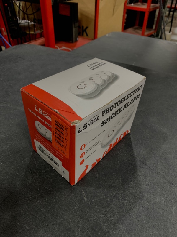 Photo 1 of LSHOME 4 Pack Smoke Detector Fire Alarms 9V Battery Operated Photoelectric Sensor Smoke Alarms Easy to Install with Light Sound Warning, Test Button,9V Battery Included Fire Safety for Home