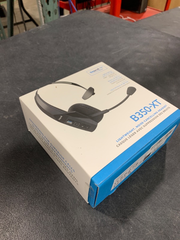 Photo 1 of BlueParrott B350-XT Mono Bluetooth Wireless Headphones 96% Noise Canceling Over Head Trucker Headset with Mic, Adjustable Lightweight Headband, IP54-Rated Protection, 24 hrs. Talk Time, Black