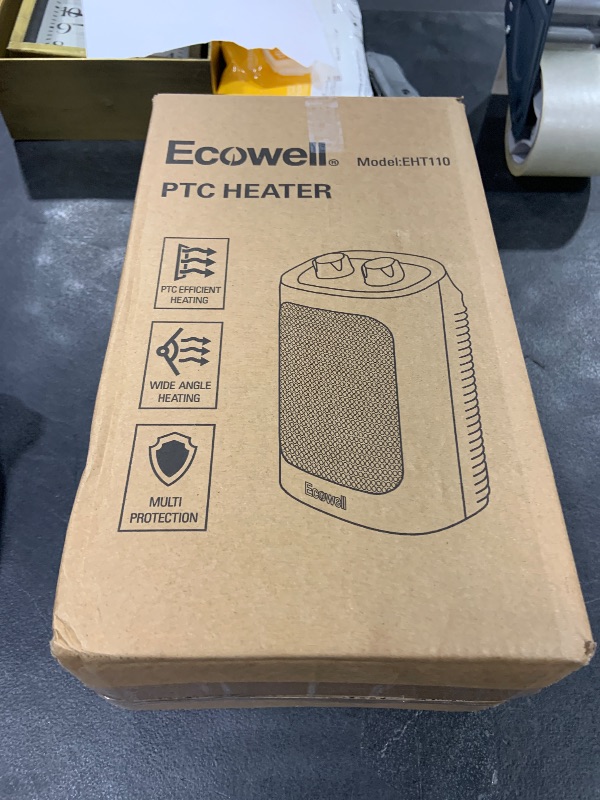 Photo 1 of ECOWELL Small Ceramic Electric Space Heater with Thermostat, 60°Oscillating,3 Modes, Tip-Over Protection, Energy Efficient and Quiet for Bedroom Office Desk Indoor Use, EHT110
