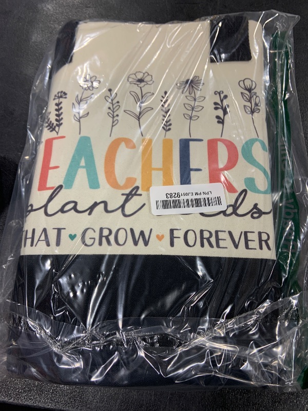 Photo 1 of OASSIE Teacher Appreciation Gifts - 13 oz Canvas Tote Bag with Zipper - Teachers Day Thank You Graduation College Back To School Birthday Gifts for Women Coworkers Employee