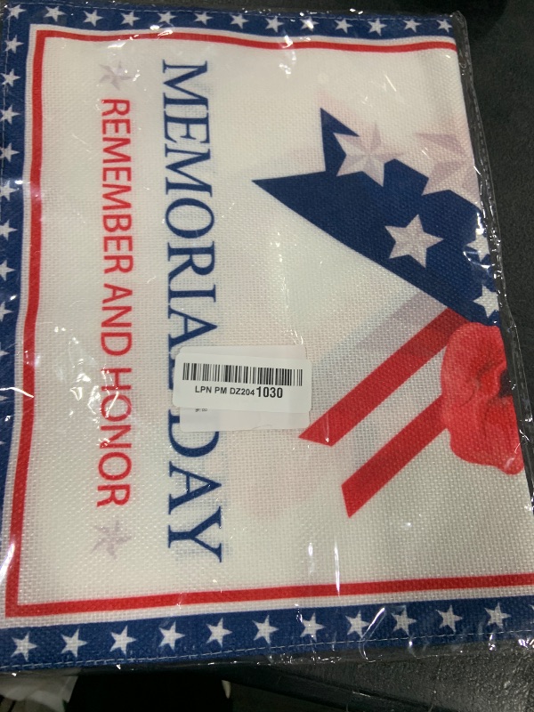 Photo 1 of Memorial Day Garden Flag Stars and Stripes Ribbon Poppy American Patriotic Vertical Double Sized Yard Outdoor Decoration