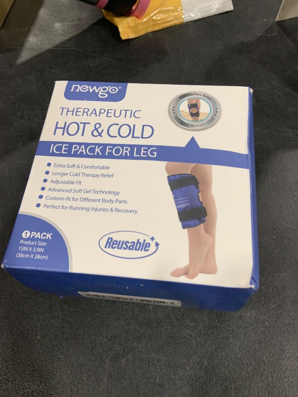 Photo 1 of NEWGO Shin Splint Ice Pack for Injuries, Calf Ice Pack Wrap for Shin Splint, Calf Strain, Post-Run, Tight Muscles, Leg Ice Wrap Gel Cold Pack for for Running Injuries - with Soft Plush Backing