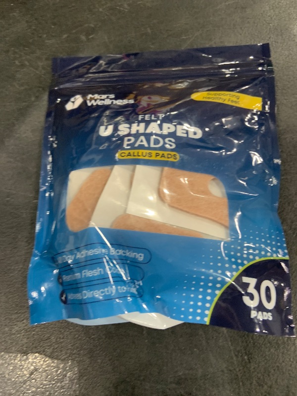 Photo 1 of Mars Wellness U-Shaped Callus Pads for Feet, 1/4" Thick, Flesh Colored, Pack of 30 with Adhesive Backing - Callus Remover for Feet, Callus Cushions