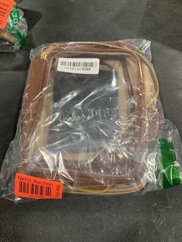 Photo 1 of Wedama TSA Approved Toiletry Bag, 2 Pack Clear Makeup Bags with Handles, Quart Size PVC Clear Cosmetic Bags for Women and Men, Carry on Airport Airline Compliant Bag, Brown